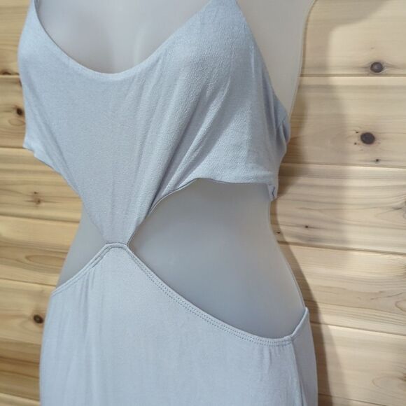 Free People Beach Dress Womens Medium Gray Piper Midi Cutouts Boho - Picture 3 of 8